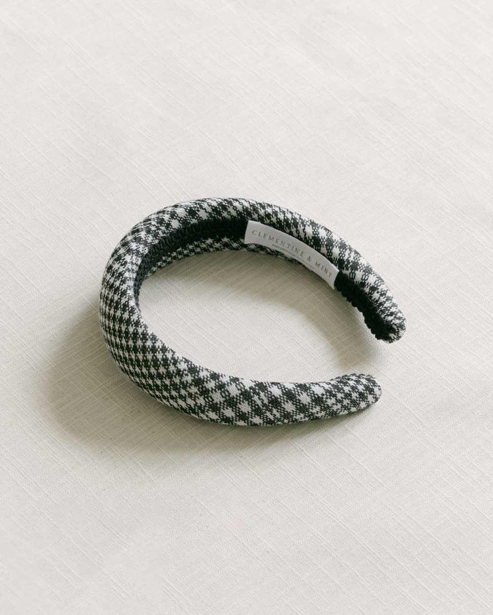 black and white prince of Wales check headband. linen headband, hair accessory 