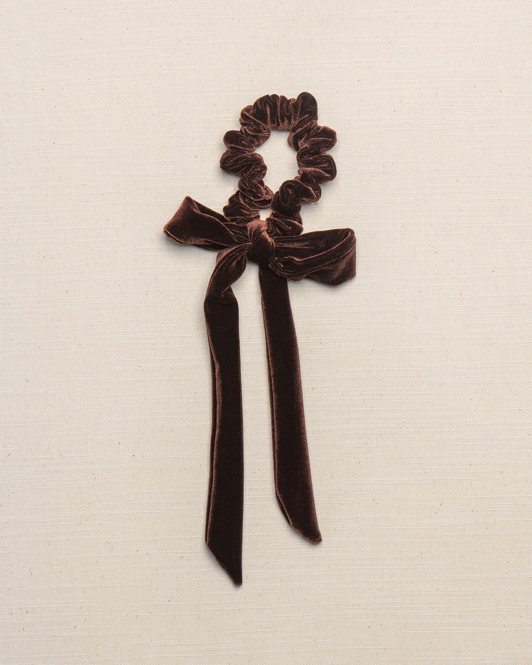 THE CHOCOLATE BROWN VELVET SCRUNCHIE WITH BOW