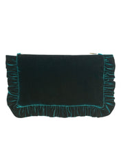 Load image into Gallery viewer, The Forest Green Velvet Ruffled Pouch
