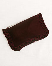 Load image into Gallery viewer, The Merlot Velvet Ruffled Pouch
