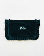 Load image into Gallery viewer, The Forest Green Velvet Ruffled Pouch
