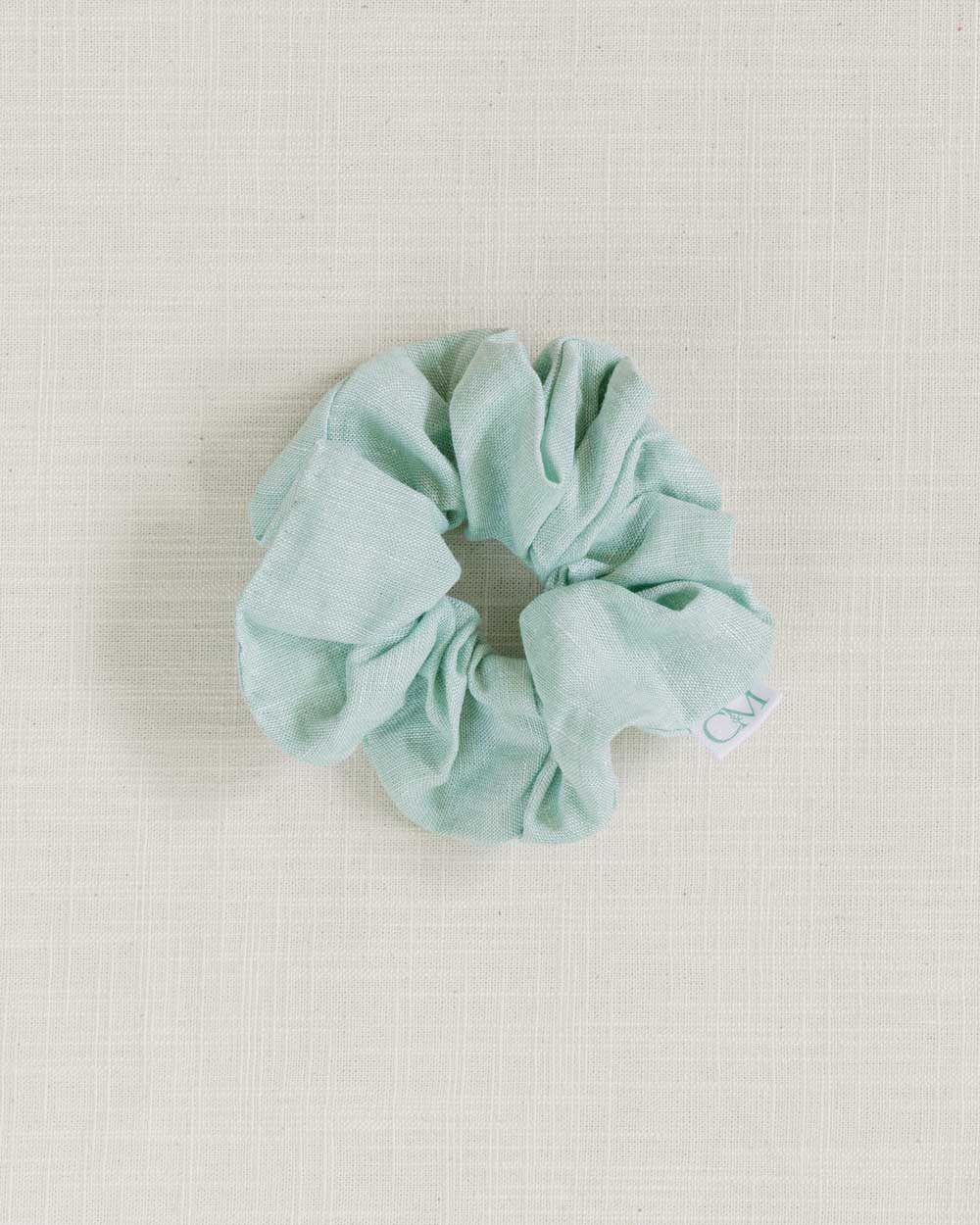 THE MINT GREEN LINEN SCRUNCHIE