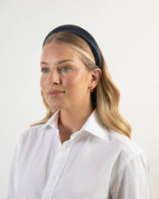 Load image into Gallery viewer, THE NAVY SATIN SLIM HEADBAND
