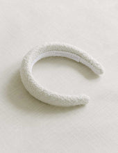 Load image into Gallery viewer, white tweed headband. Hair accessory. linen headband 
